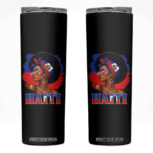 Haitian Queen Afro Melanin Graphic Skinny Tumbler Haiti Flag Heritage Pride TS02 Black Print Your Wear
