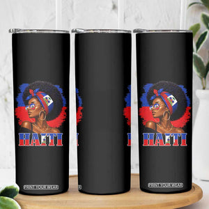 Haitian Queen Afro Melanin Graphic Skinny Tumbler Haiti Flag Heritage Pride TS02 Print Your Wear