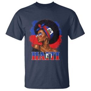 Haitian Queen Afro Melanin Graphic T Shirt Haiti Flag Heritage Pride TS02 Navy Print Your Wear