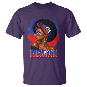 Haitian Queen Afro Melanin Graphic T Shirt Haiti Flag Heritage Pride TS02 Purple Print Your Wear