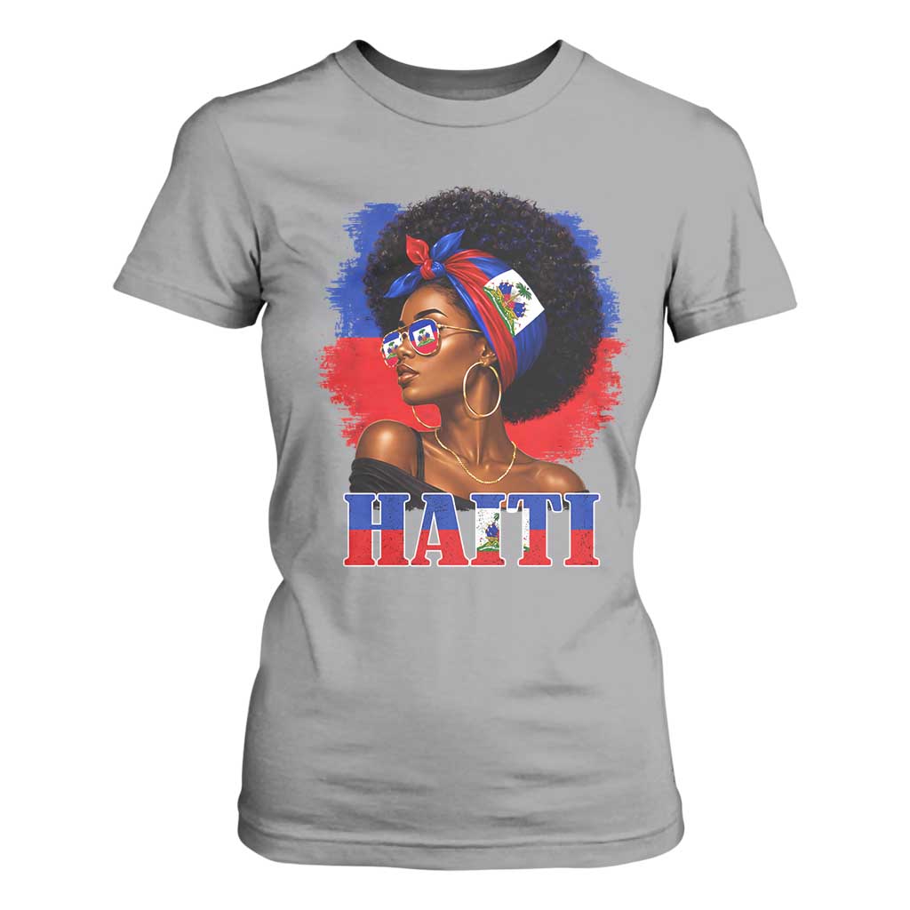 Haitian Queen Afro Melanin Graphic T Shirt For Women Haiti Flag Heritage Pride TS02 Sport Gray Print Your Wear