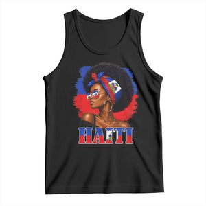 Haitian Queen Afro Melanin Graphic Tank Top Haiti Flag Heritage Pride TS02 Black Print Your Wear
