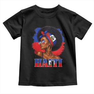 Haitian Queen Afro Melanin Graphic Toddler T Shirt Haiti Flag Heritage Pride TS02 Black Print Your Wear
