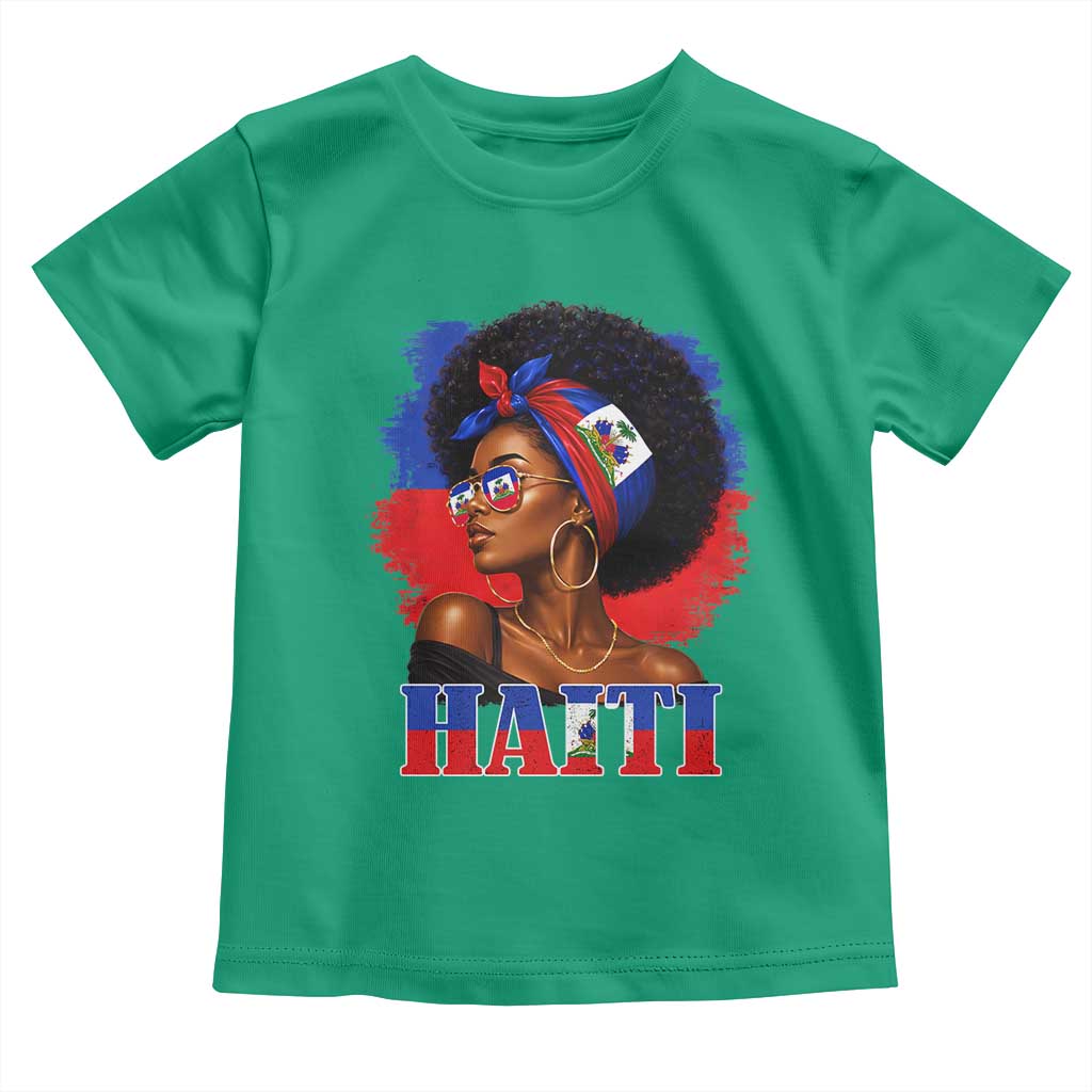 Haitian Queen Afro Melanin Graphic Toddler T Shirt Haiti Flag Heritage Pride TS02 Irish Green Print Your Wear