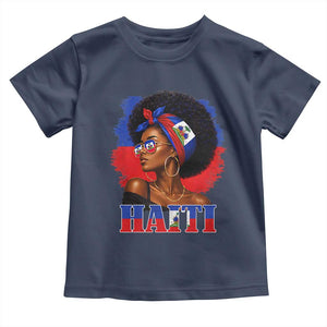 Haitian Queen Afro Melanin Graphic Toddler T Shirt Haiti Flag Heritage Pride TS02 Navy Print Your Wear