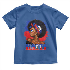 Haitian Queen Afro Melanin Graphic Toddler T Shirt Haiti Flag Heritage Pride TS02 Royal Blue Print Your Wear