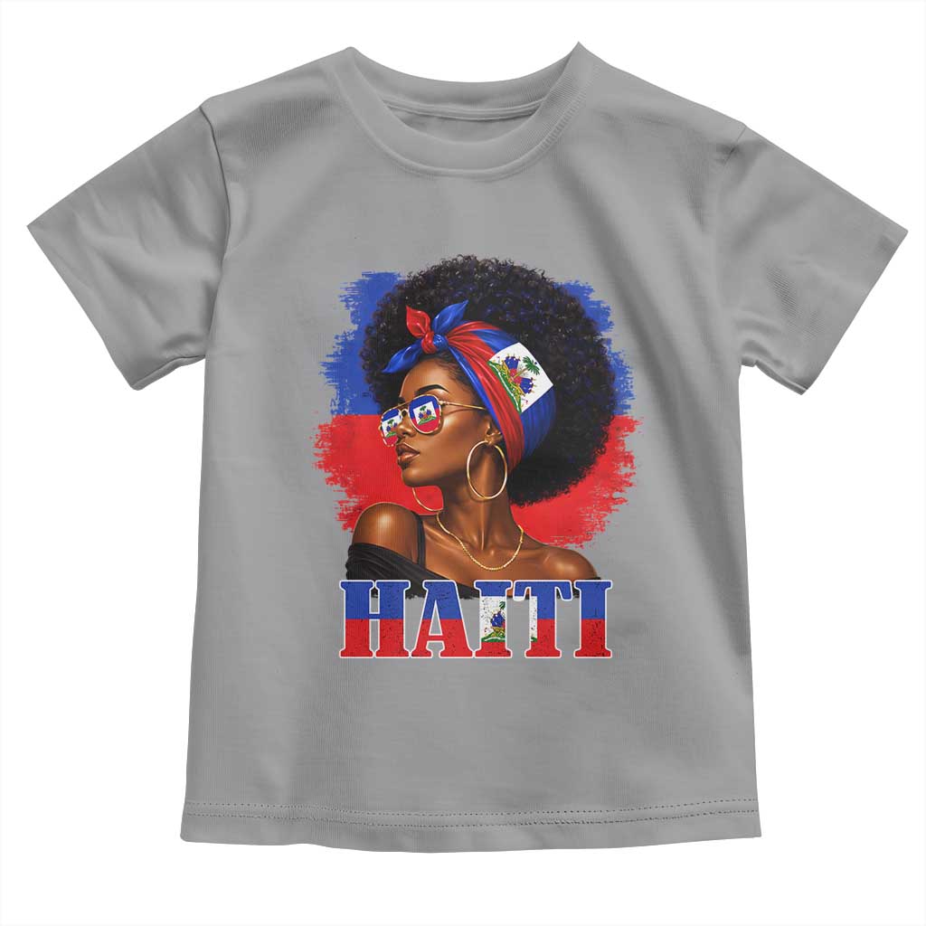 Haitian Queen Afro Melanin Graphic Toddler T Shirt Haiti Flag Heritage Pride TS02 Sport Gray Print Your Wear