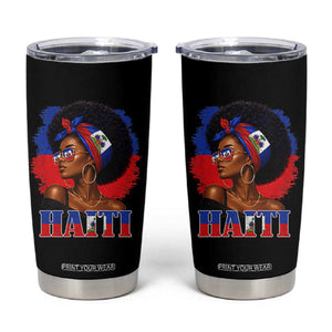 Haitian Queen Afro Melanin Graphic Tumbler Cup Haiti Flag Heritage Pride TS02 Black Print Your Wear