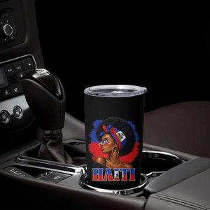 Haitian Queen Afro Melanin Graphic Tumbler Cup Haiti Flag Heritage Pride TS02 Print Your Wear