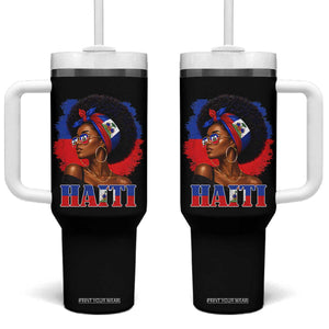 Haitian Queen Afro Melanin Graphic Tumbler With Handle Haiti Flag Heritage Pride TS02 One Size: 40 oz Black Print Your Wear