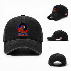 Haitian Queen Afro Melanin Graphic Washed Cotton Baseball Cap Haiti Flag Heritage Pride TS02 Washed Cap Universal Fit Black Print Your Wear