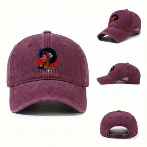 Haitian Queen Afro Melanin Graphic Washed Cotton Baseball Cap Haiti Flag Heritage Pride TS02 Washed Cap Universal Fit Burgundy Print Your Wear