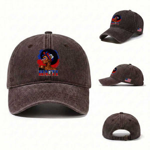 Haitian Queen Afro Melanin Graphic Washed Cotton Baseball Cap Haiti Flag Heritage Pride TS02 Washed Cap Universal Fit Dark Brown Print Your Wear