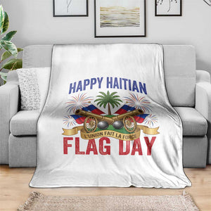 Happy Haitian Flag Day Celebration Graphic Throw Blanket May 18 National Pride Haiti Heritage TS02 Print Your Wear