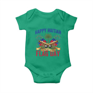 Happy Haitian Flag Day Celebration Graphic Baby Onesie May 18 National Pride Haiti Heritage TS02 Irish Green Print Your Wear