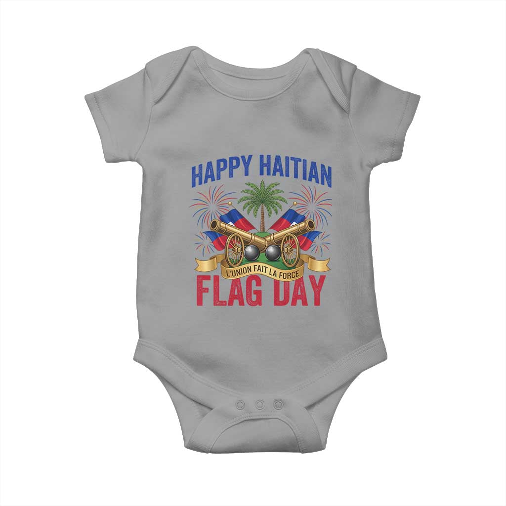 Happy Haitian Flag Day Celebration Graphic Baby Onesie May 18 National Pride Haiti Heritage TS02 Sport Gray Print Your Wear