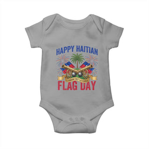 Happy Haitian Flag Day Celebration Graphic Baby Onesie May 18 National Pride Haiti Heritage TS02 Sport Gray Print Your Wear