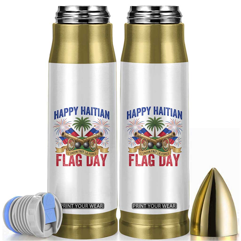 Happy Haitian Flag Day Celebration Graphic Bullet Tumbler May 18 National Pride Haiti Heritage TS02 White Print Your Wear
