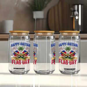Happy Haitian Flag Day Celebration Graphic Glass Can May 18 National Pride Haiti Heritage TS02 Print Your Wear