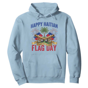 Happy Haitian Flag Day Celebration Graphic Hoodie May 18 National Pride Haiti Heritage TS02 Light Blue Print Your Wear