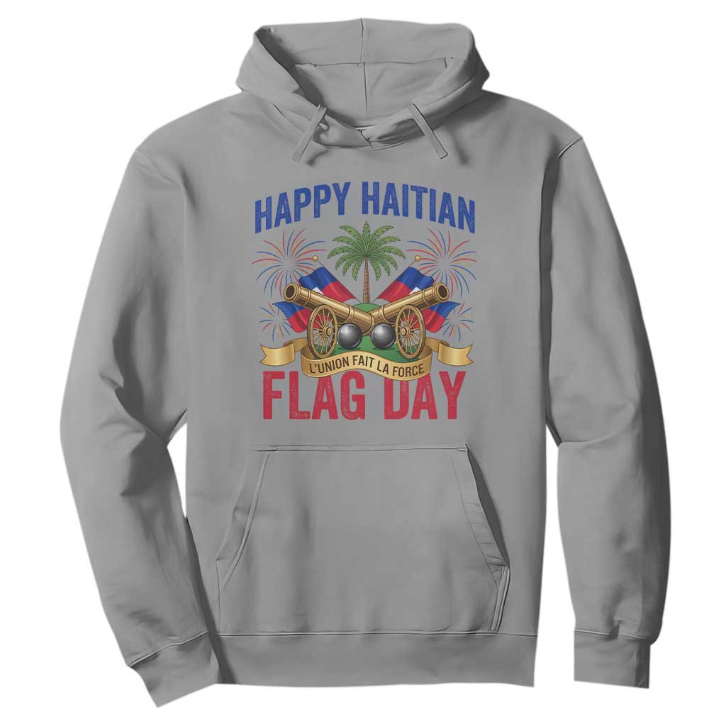 Happy Haitian Flag Day Celebration Graphic Hoodie May 18 National Pride Haiti Heritage TS02 Sport Gray Print Your Wear