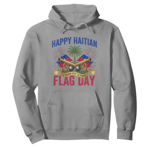 Happy Haitian Flag Day Celebration Graphic Hoodie May 18 National Pride Haiti Heritage TS02 Sport Gray Print Your Wear