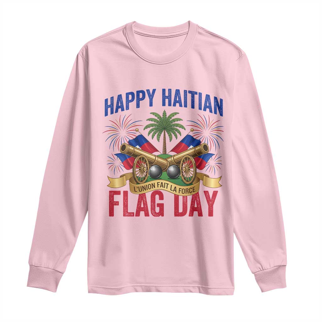 Happy Haitian Flag Day Celebration Graphic Long Sleeve Shirt May 18 National Pride Haiti Heritage TS02 Light Pink Print Your Wear