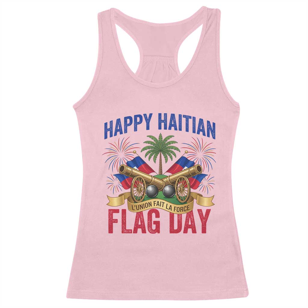 Happy Haitian Flag Day Celebration Graphic Racerback Tank Top May 18 National Pride Haiti Heritage TS02 Light Pink Print Your Wear