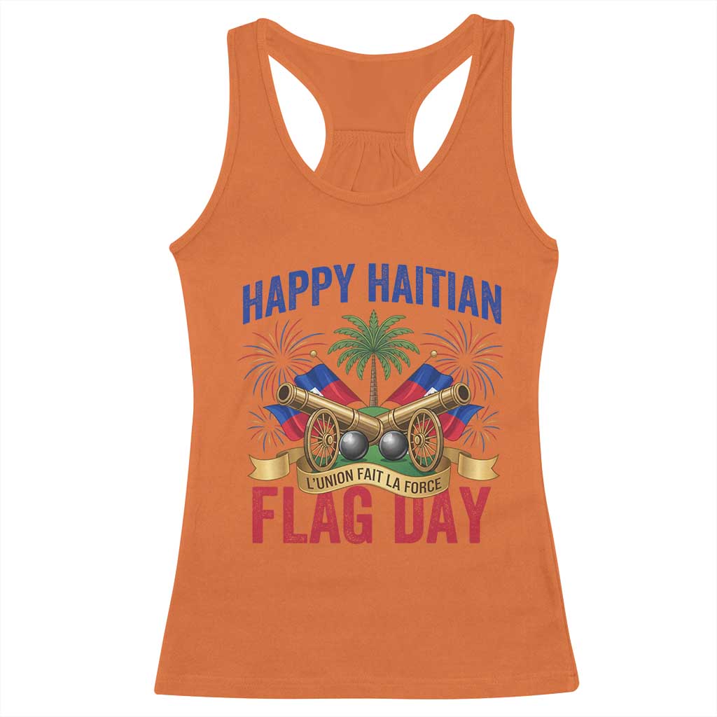 Happy Haitian Flag Day Celebration Graphic Racerback Tank Top May 18 National Pride Haiti Heritage TS02 Orange Print Your Wear
