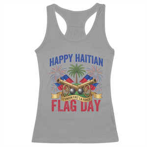 Happy Haitian Flag Day Celebration Graphic Racerback Tank Top May 18 National Pride Haiti Heritage TS02 Sport Gray Print Your Wear
