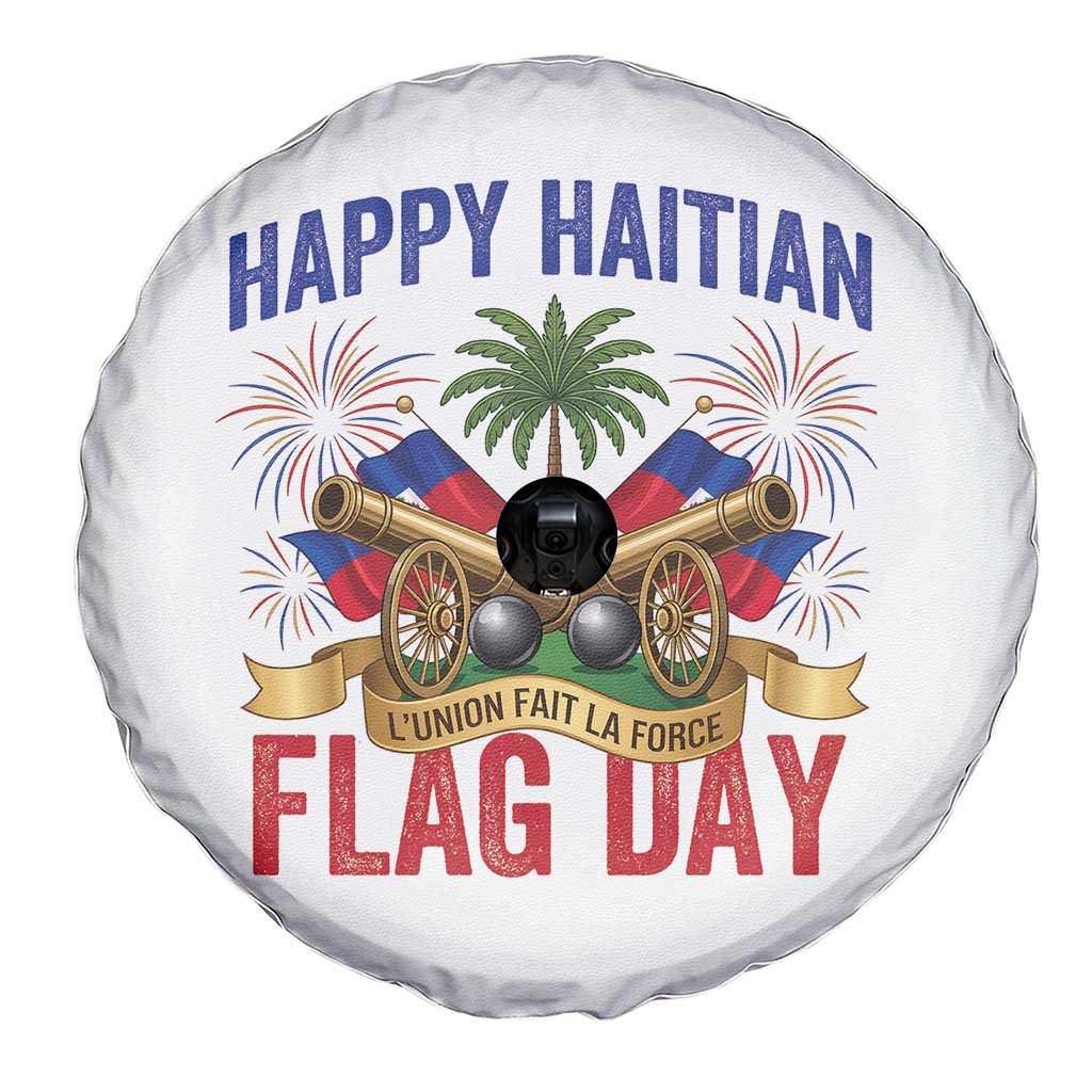 Happy Haitian Flag Day Celebration Graphic Spare Tire Cover May 18 National Pride Haiti Heritage TS02 Print Your Wear