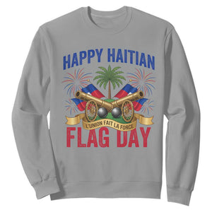 Happy Haitian Flag Day Celebration Graphic Sweatshirt May 18 National Pride Haiti Heritage TS02 Sport Gray Print Your Wear