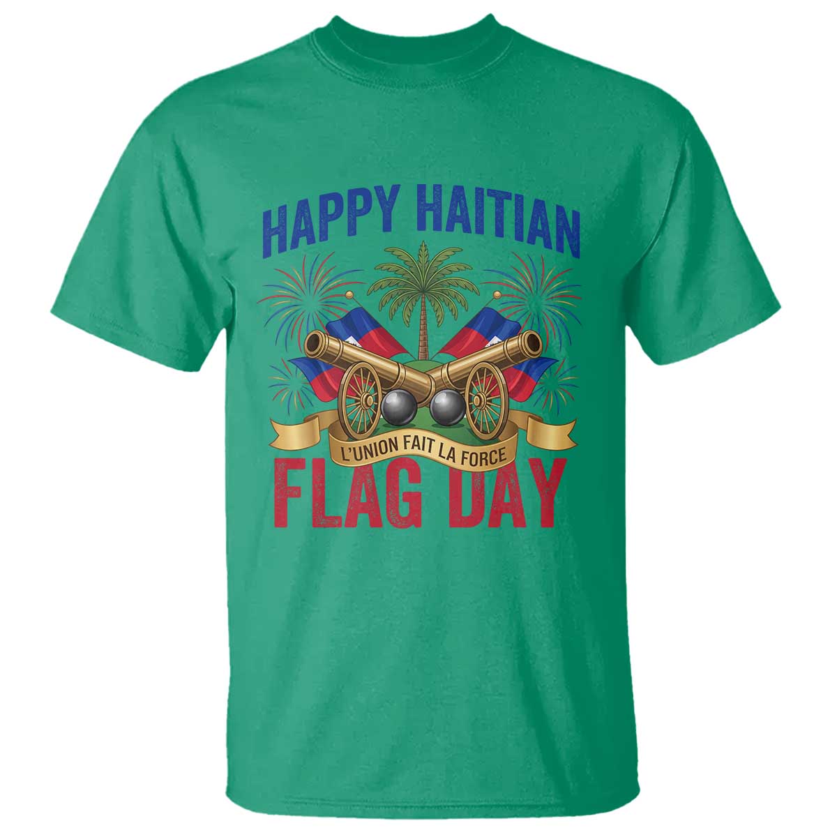 Happy Haitian Flag Day Celebration Graphic T Shirt May 18 National Pride Haiti Heritage TS02 Irish Green Print Your Wear