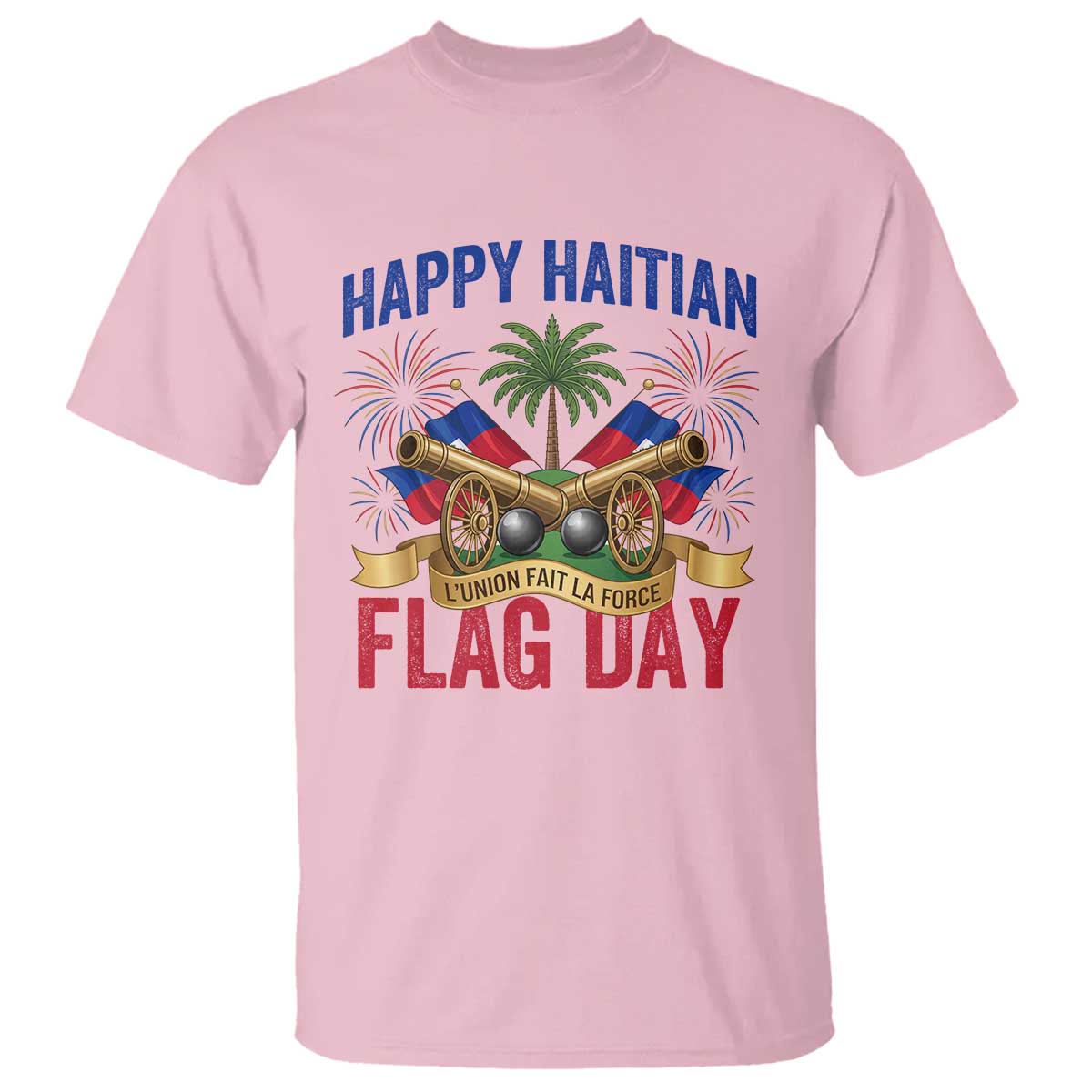 Happy Haitian Flag Day Celebration Graphic T Shirt May 18 National Pride Haiti Heritage TS02 Light Pink Print Your Wear