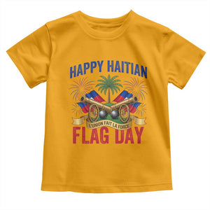Happy Haitian Flag Day Celebration Graphic Toddler T Shirt May 18 National Pride Haiti Heritage TS02 Gold Print Your Wear