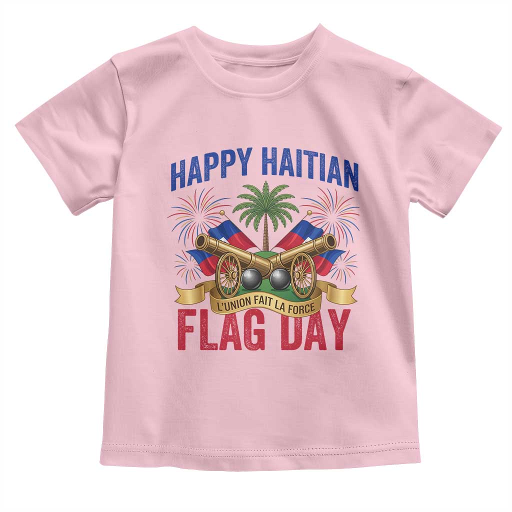 Happy Haitian Flag Day Celebration Graphic Toddler T Shirt May 18 National Pride Haiti Heritage TS02 Light Pink Print Your Wear