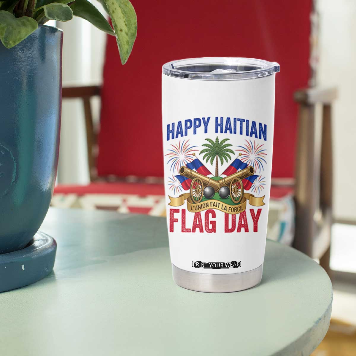 Happy Haitian Flag Day Celebration Graphic Tumbler Cup May 18 National Pride Haiti Heritage TS02 Print Your Wear