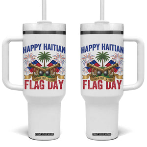 Happy Haitian Flag Day Celebration Graphic Tumbler With Handle May 18 National Pride Haiti Heritage TS02 One Size: 40 oz White Print Your Wear