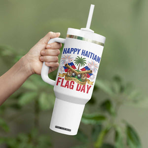 Happy Haitian Flag Day Celebration Graphic Tumbler With Handle May 18 National Pride Haiti Heritage TS02 Print Your Wear