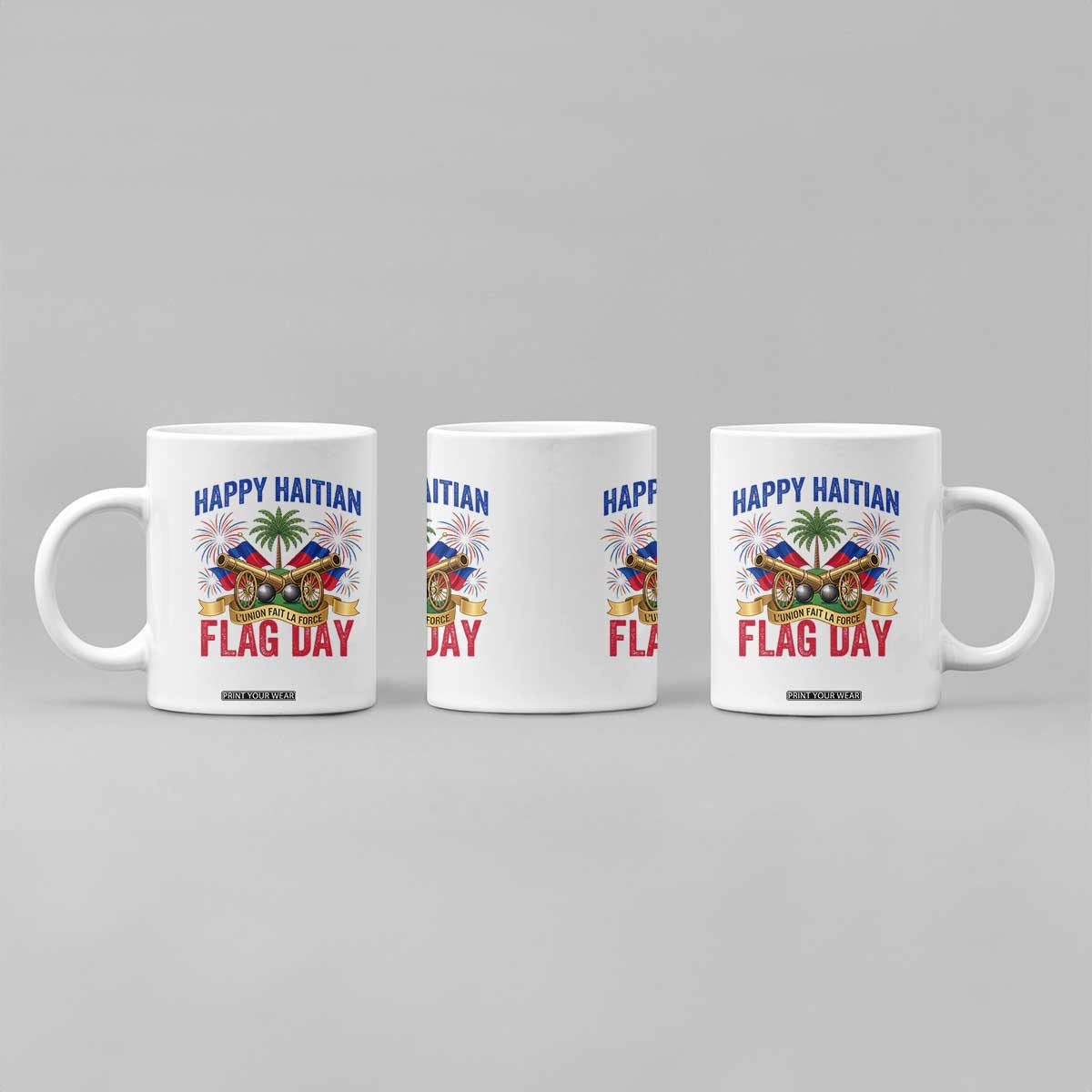 Happy Haitian Flag Day Celebration Graphic Coffee Mug May 18 National Pride Haiti Heritage TS02 Print Your Wear