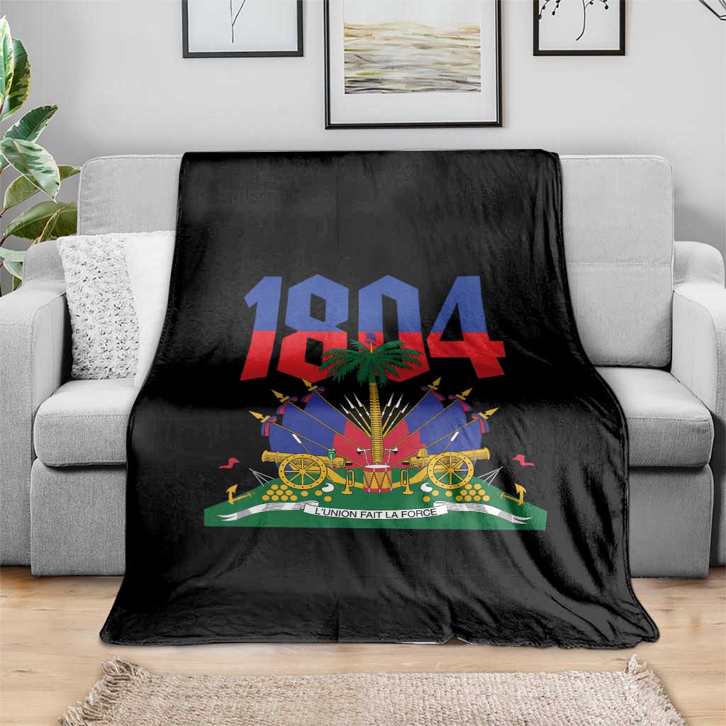 Haiti 1804 Independence Year Graphic Throw Blanket Haitian Pride Coat of Arms National Heritage TS02 Print Your Wear