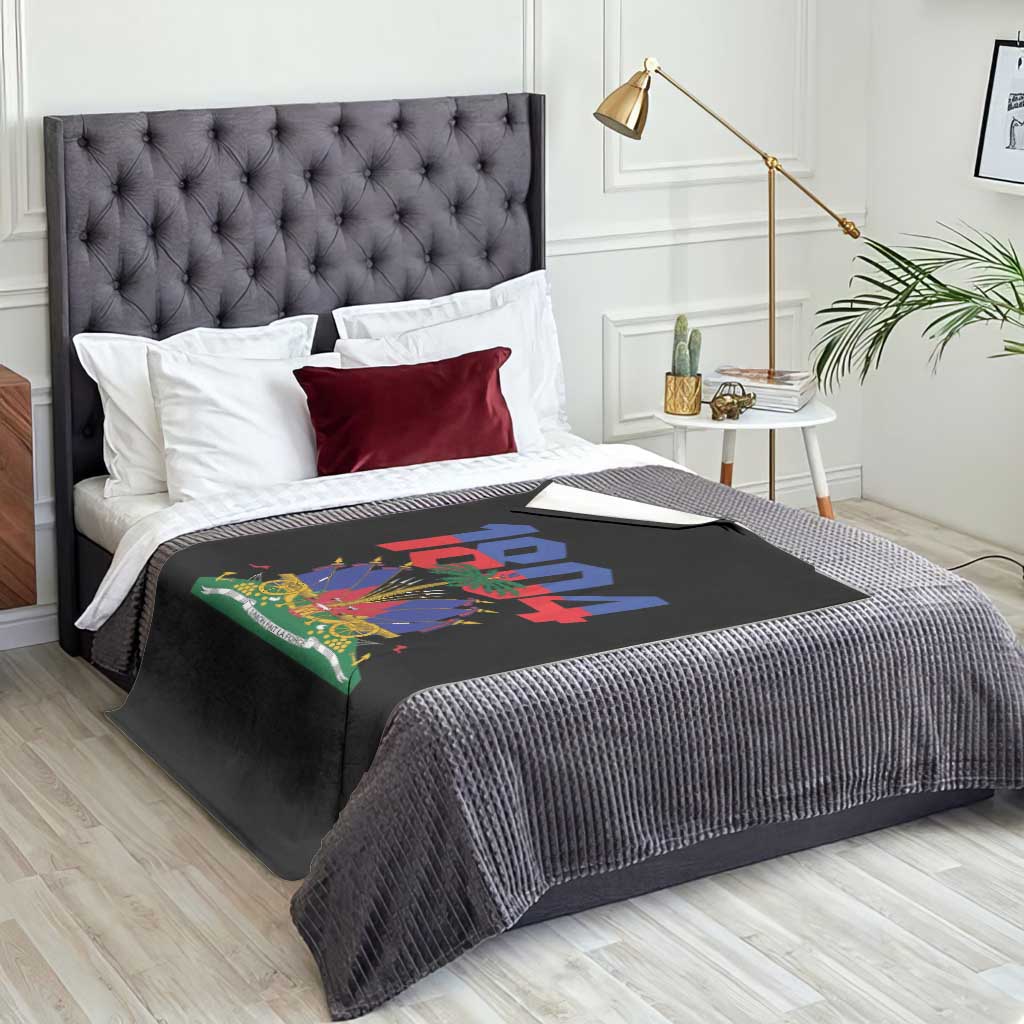 Haiti 1804 Independence Year Graphic Throw Blanket Haitian Pride Coat of Arms National Heritage TS02 Print Your Wear