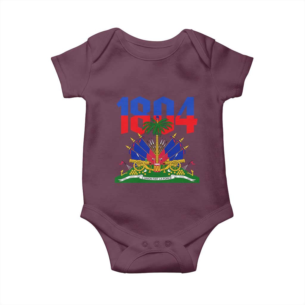 Haiti 1804 Independence Year Graphic Baby Onesie Haitian Pride Coat of Arms National Heritage TS02 Maroon Print Your Wear