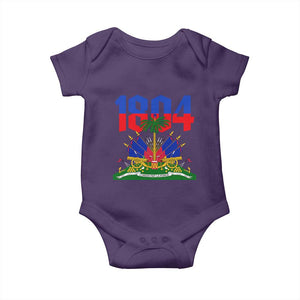 Haiti 1804 Independence Year Graphic Baby Onesie Haitian Pride Coat of Arms National Heritage TS02 Purple Print Your Wear