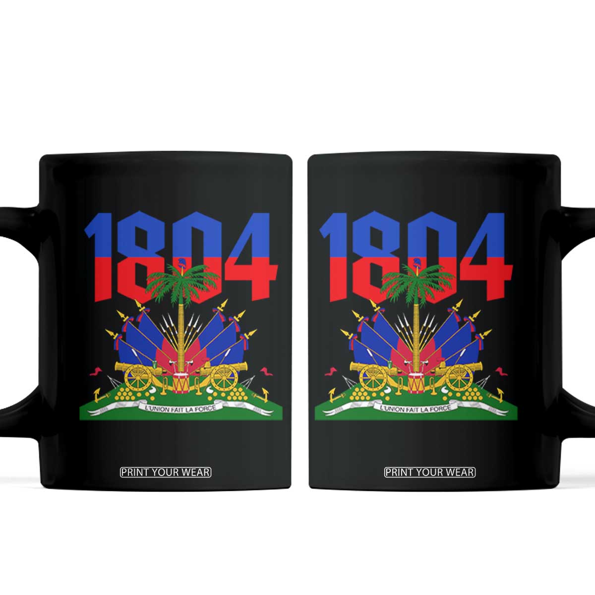 Haiti 1804 Independence Year Graphic Coffee Mug Haitian Pride Coat of Arms National Heritage TS02 Black Print Your Wear