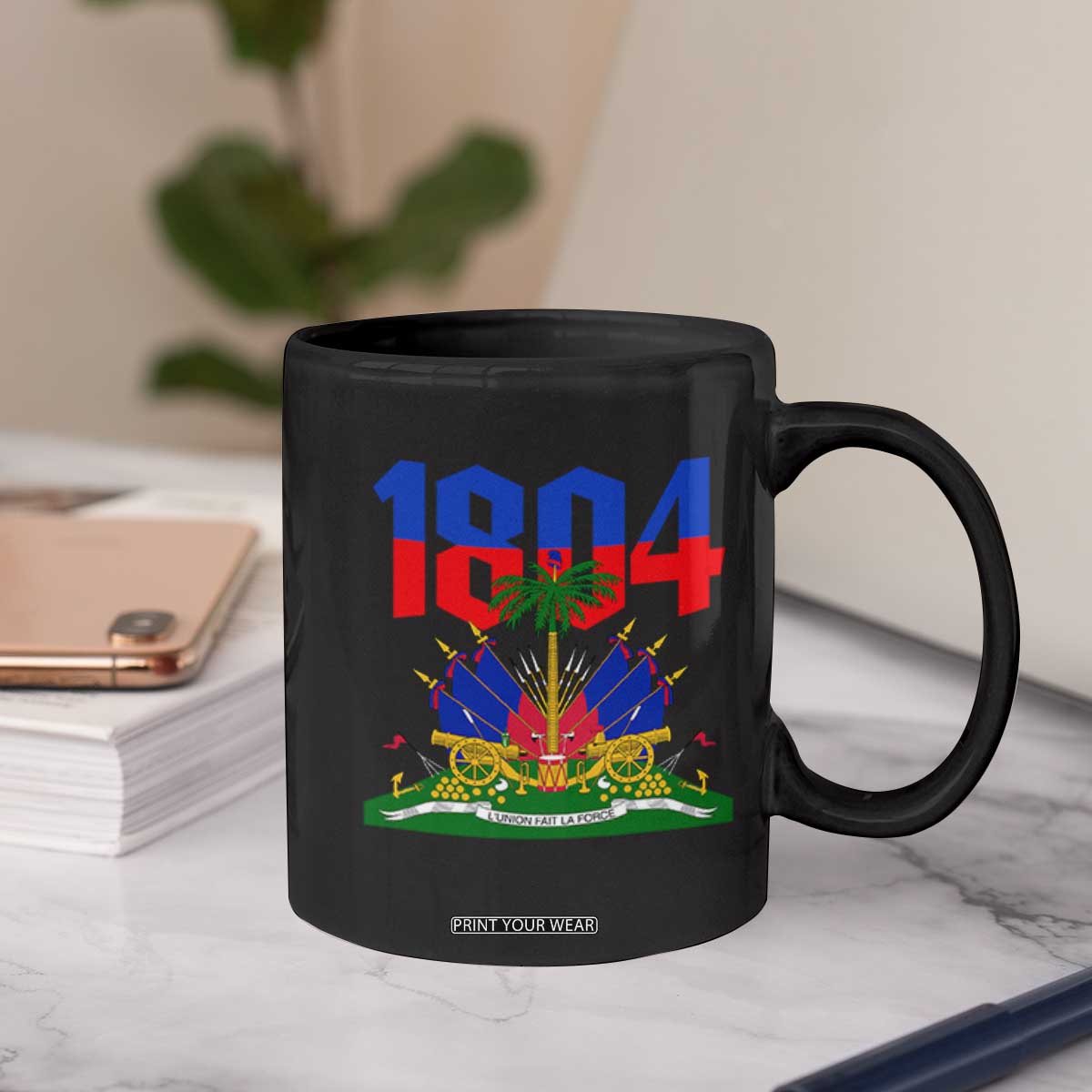 Haiti 1804 Independence Year Graphic Coffee Mug Haitian Pride Coat of Arms National Heritage TS02 Print Your Wear