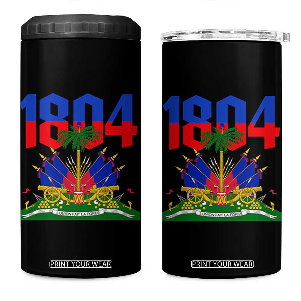 Haiti 1804 Independence Year Graphic 4 in 1 Can Cooler Tumbler Haitian Pride Coat of Arms National Heritage TS02 One Size: 16 oz Black Print Your Wear