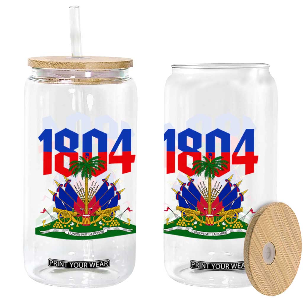 Haiti 1804 Independence Year Graphic Glass Can Haitian Pride Coat of Arms National Heritage TS02 Print Your Wear