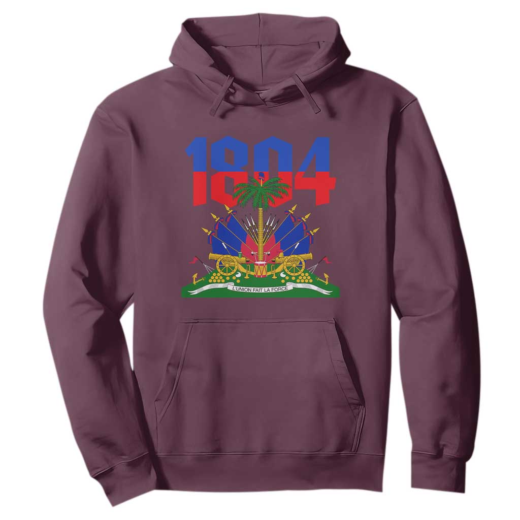 Haiti 1804 Independence Year Graphic Hoodie Haitian Pride Coat of Arms National Heritage TS02 Maroon Print Your Wear