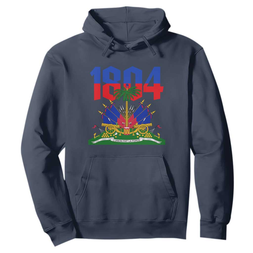 Haiti 1804 Independence Year Graphic Hoodie Haitian Pride Coat of Arms National Heritage TS02 Navy Print Your Wear